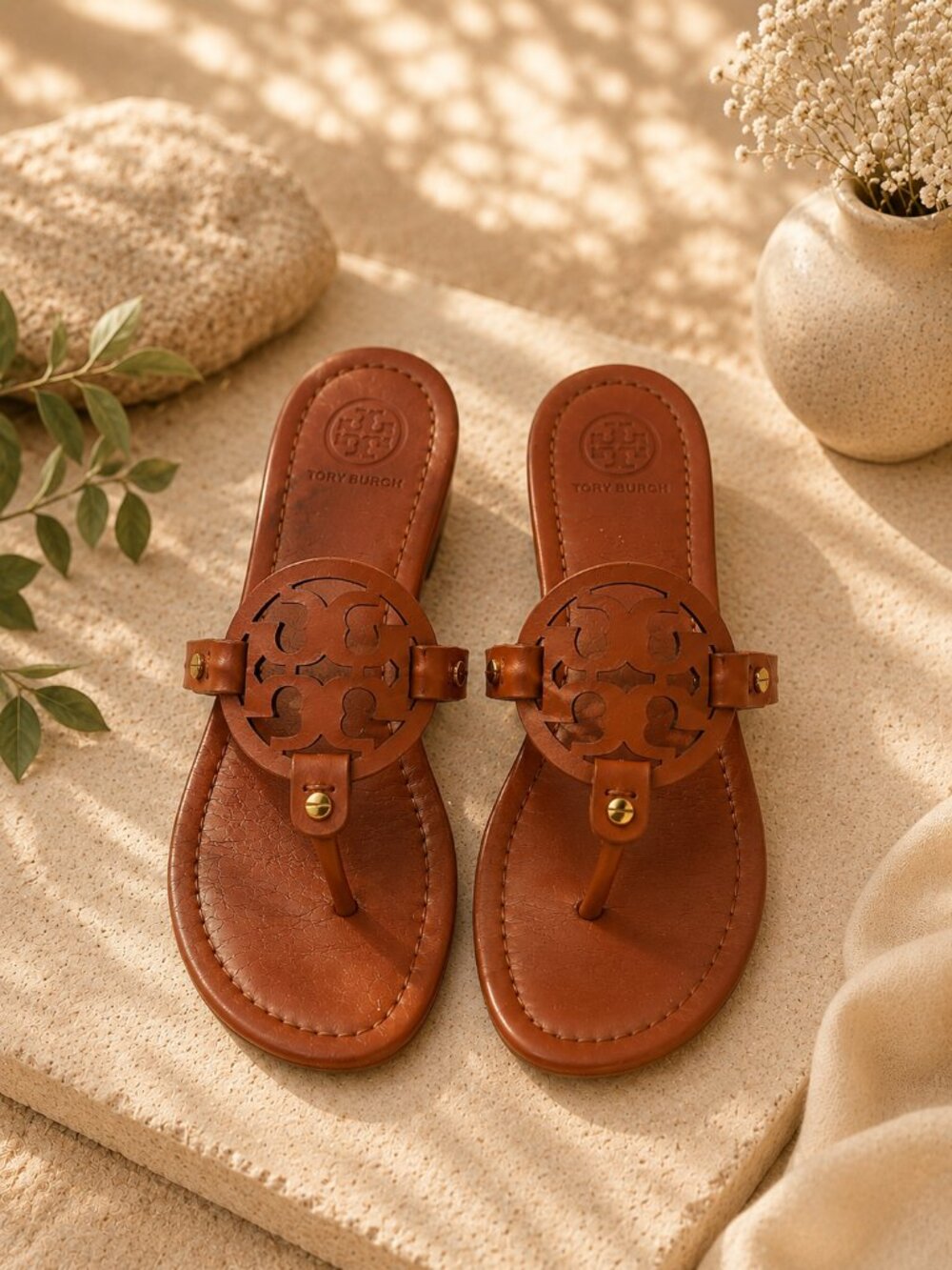 Tory Burch Miller Sandals Vintage Vachetta